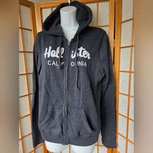 YOUTHS/WOMENS HOLLISTER CA BLUE STRET COTTON MIX ZIPPER HOODED BLAZER SIZE L (M)